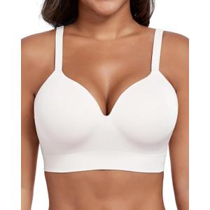 Ubras Push Up Wireless Bra Supportive Seamless Bra Shaping Bra for Big Breast Plus Size (Medium, White)