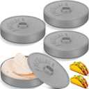 Nuogo 4 Pcs 7.2 Inch Tortilla Warmers Tortilla Holder Taco Storage Container Large Taco Warmer with Lid Pancake Warmer for Keeping Pancakes Warm, Microwave and Dishwasher Safe(Gray)