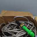 Metal Garden Water Hose Stainless Steel Heavy Duty Flexible Water Pipe with 10 Pattern Spray Nozzle Car Washing Pipe Outdoor Yard Hose (100FT)