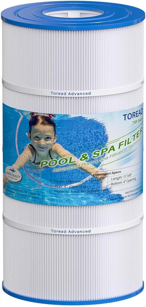 TOREAD Replacement for Pool Filter PA90, CX900RE, C900, Unicel C-8409, Filbur FC-1292, Posi-Clear Sta-Rite PXC95, Clearwater II ProClean 100, Aladdin 19002, 25230-0095S, 1 Pack