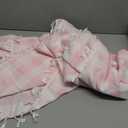 Gingham Tablecloth Rectangular, Tassels Checkered Table Cloth Washable Cotton Linen Plaid Table Cover for Spring Summer Kitchen Dining Party,Pink and White,55x120