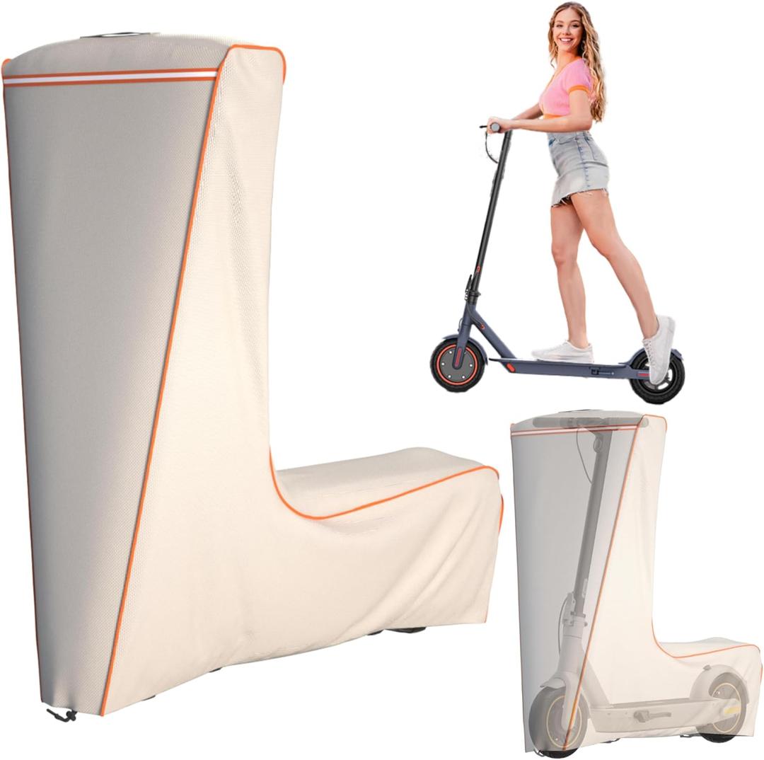 Electric Scooter Cover,Universal, 1680D Oxford Fabric, UV Resistant & Anti-Scratch, Includes Storage Pouch (Beige)