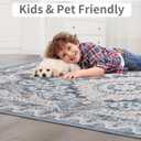 Foxmas Small Rugs for Entryway 2x3 Feet, Non-Slip Doormat Indoor Entrance Vintage Washable Area Rug, Low Pile Throw Rugs for Entryway Bedroom Kitchen Living Room, Blue