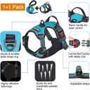 tobeDRI No Pull Dog Harness Adjustable Reflective Oxford Easy Control Medium Dog Harness with A Free Heavy Duty 5ft Dog Leash, Blue, M