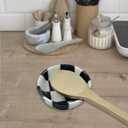 Marble Spoon Rest for Stove Top, Checkered Kitchen Utensil Holder, Coffee Bar Accessory, White Black