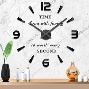 Mintime Large Wall Clock Battery Operated DIY Wall Clock for Modern Decorative Living Room/Office (Black)