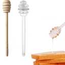 1 Pc Honey Dipper Sticks for Honey Jar,Glass and Wooden Honey Dipper,Honeycomb Stick for Honey Pot Jar