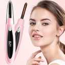 3 x Heated Eyelash Curlers, Heated Lash Curler Rechargeable Eyelash Curler 24 Hours Long-Lasting Natural, Electric Eye Lash Curler Heating with 3 Temp Settings Makeup for Girls Women - Pink
