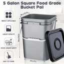 Vesici 6 Pcs 5 Gallon Food Grade Square Buckets with Lids 5 Gal Plastic Food Storage Square Bucket Heavy Duty Industrial Pail Container with DIY Label Stickers Handles for Water Painting(Gray)