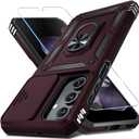 Janmitta Compatible with Samsung Galaxy A16 5G/4G Case Built in Slide Camera Lens Cover+Screen Protector+Finger Ring Holder Kickstand,Heavy Duty Shockproof Full Body Phone Cover,2025 Red