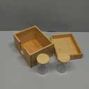 Bamboo Disposable Face Towel Holder with 2 Glass Jars - Open-Top Skincare Organizer for Facial Cleansing Wipes & Beauty Essentials - Bathroom Countertop Vanity Organizer