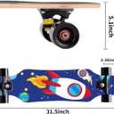 Mini Cruiser Longboard, 31 Inch Small Size Wide Wheel Skateboard, Beginner Stable & Easy-to-Control Skateboard, Suitable for Park & Street Riding, Unique Flame Pattern