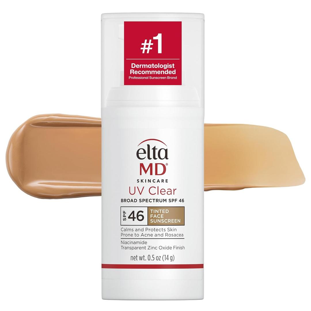 EltaMD UV Clear Tinted Face Sunscreen SPF 46, Oil Free Sunscreen for Sensitive Skin with Zinc Oxide, Dermatologist Recommended (09 - Tinted (0.5 oz))