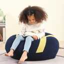 Football Bean Bag Chair for Kids, Cuddly Sherpa, 2.5 feet, Dark Blue