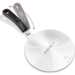7.9 inch Heat Diffuser for Gas Stove, Stainless Steel Induction Adapter Plate, Converter Disk for Induction Cooking Plate with Detachable Handle, Black