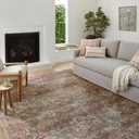 Loloi Amber Lewis Billie Collection, Aqua & Rust 2'-3" x 3'-9" Area Rug Antique & Distressed Accent Rugs for Living Room, Bedroom, Entryway & Hallway, No Shed High Traffic Area Home Decor Rug