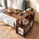 360° Swivel Lift Top Side Tables with Storage and Charging Station