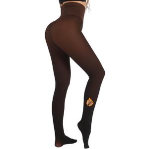 MERYLURE High Waist Fleece Lined Tights Women Skin Tone, Fake Translucent Winter Warm Pantyhose Thick Thermal Leggings (Small, Cocoa)