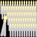 Macarrie 108 Pieces Flameless LED Taper Candles Battery Operated Candles, Flickering Light Electric Handheld Candlesticks, Halloween Christmas Church Party Weddings Decoration(White, Warm White Light)