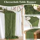 2 Pack 10 Ft Cheesecloth Table Runner Olive Green Gauze Long Table Runners Boho Gauze Cheese Cloth Table Runner Rustic Sheer Runner for Wedding Party Table Decor ( 35 x 120 Inch )