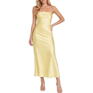 Realtix Summer Satin Strapless Backless Maxi Dress for Women Wedding Guest Sexy, Silk, Low Back, Hollow Out, Open Back, Elegant, Tube, Cocktail Party, Semi Formal, Birthday ,Date Night, vacation, Long Dress, Medium