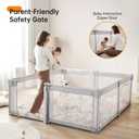 Foldable Baby Playpen,Portable Indoor & Outdoor Playpen for Babies and Toddlers,59x71Extra Large Play Pen with Gate,Collapsible Baby Fence with Travel Bag(Light Grey)