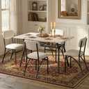GarveeHome 5-Piece Dining Table Set for 4, Modern Kitchen Table with 4 Boucle Chairs, Rectangular Dining Table with Storage Shelf & Marble Tabletop, Beige Home Dining Furniture for Small Space