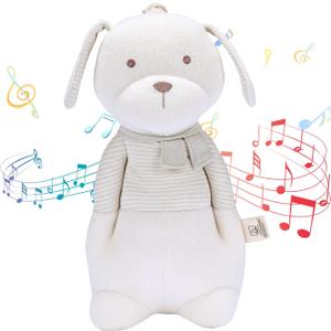 COTTONEBEBE Organic Baby Toys, Stuffed Animal Toy with Lullaby Music for Infant Babies 0 3 6 12 to 36 Months Boy & Girl,Ideal Gift for Newborn (Mr.Dog, Cotton)