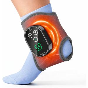 Cordless Ankle Massager for Pain Relief, Heated Ankle Massager, Foot Massager for Neuropathy, Ankle Heating Pad, Foot Heating Pad, Heated Foot Massager, Single One, Grey