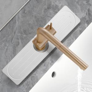 Stone Faucet Mat for Kitchen Sink, Diatomite Fast Drying Absorb Moisture Tray, Prevents Water Buildup, Durable Anti-slip Splash Guard Sink Protector (White, 15.7"x4")