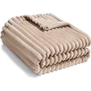 Soft Fleece Baby Blanket Ultra Cozy Baby Blankets for Boys Girls Warm and Lightweight Infant Toddler Newborn Receiving Gift with Reversible Stripes for Crib Stroller, 30x40 Inch, Linen