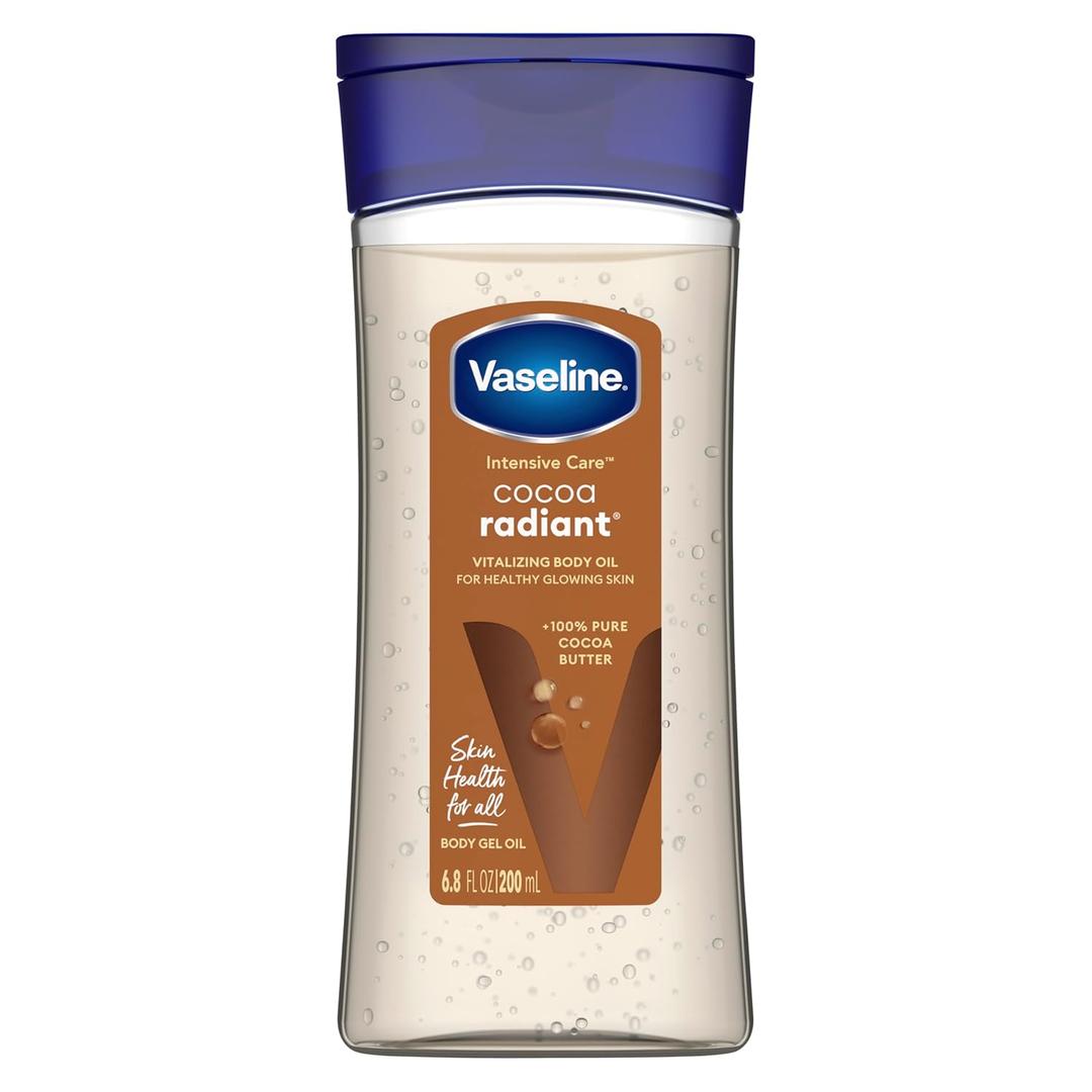Vaseline Intensive Care Cocoa Radiant for Glowing Skin Body Gel Oil Made with Pure Cocoa Butter + Replenishing Oils 6.8 oz