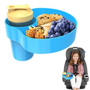 2 x Resptasski Car Seat Cup Holder Snack Tray for Kids Travel, 2-Pack, Sky Blue