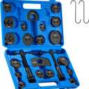 Orion Motor Tech Brake Caliper Wind Back Tool Kit, 24pc Brake Caliper Compression Tool Set with Thrust Bolt Assemblies Retaining Plates Caliper Hangers 18 Disc Adapters, Blue Case (Black)