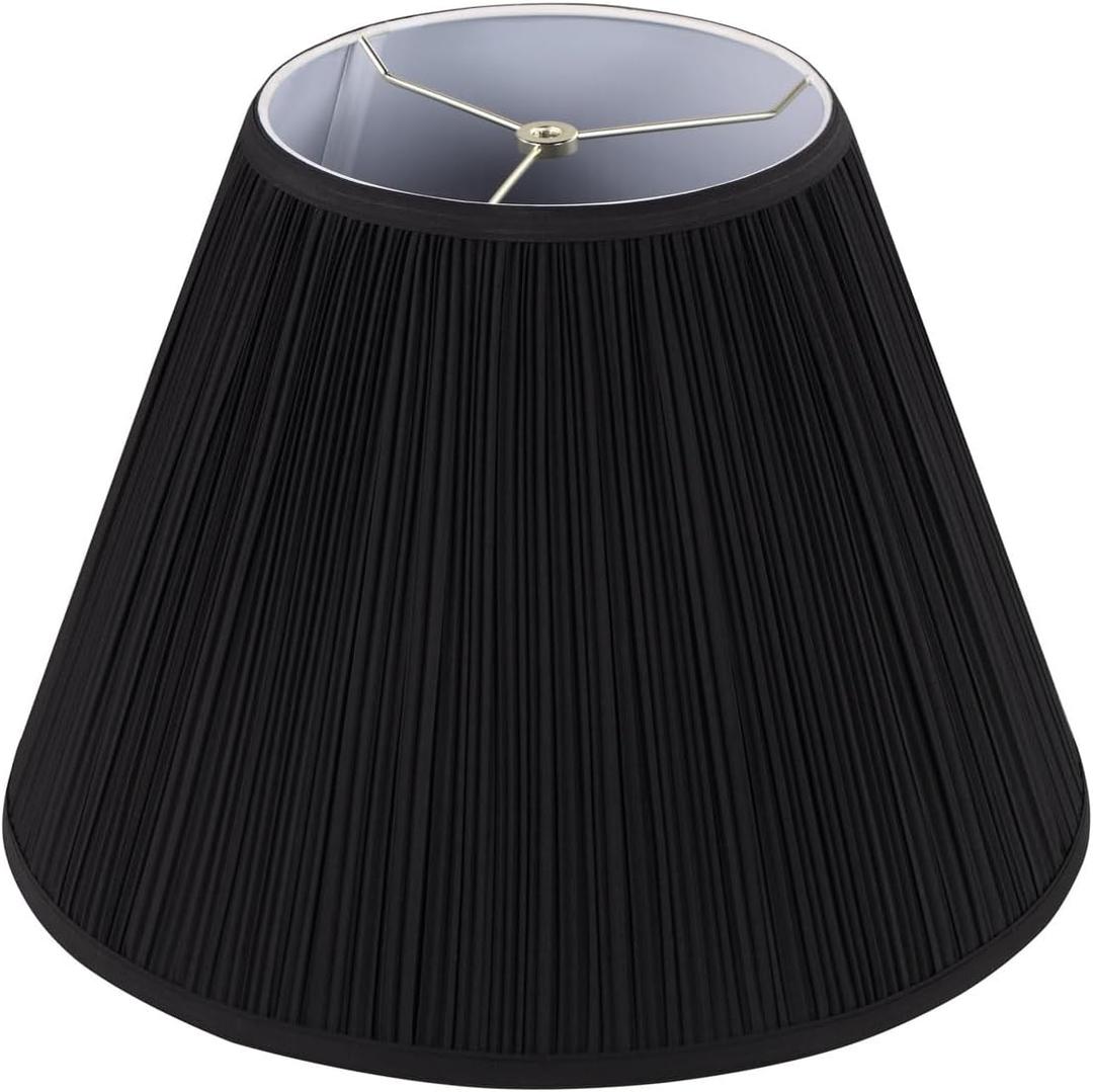 Aspen Creative 33144 Mushroom Pleated Shape Spider Construction Lamp Shade in Black, 9" Top x 18" Bottom x 13" Slant Height