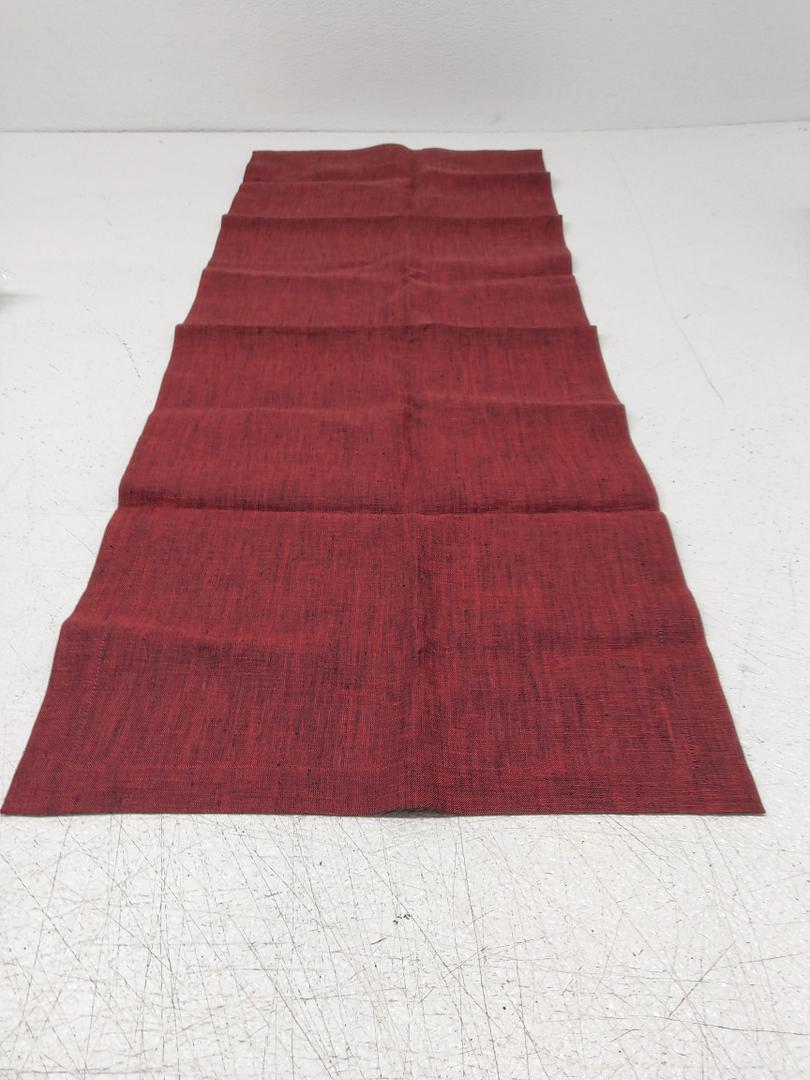 Farmhouse Rustic Faux Linen Table Runner Neutral Burgundy Table Runners Double Layer Reversible Rectangle Runners for Daily Use Kitchen Dining Banquet Holiday 14.5x39 Inch