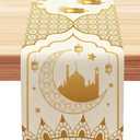 Ramadan Decorations for Home Gold Ramadan Table Runner(13x72 Inch) Eid Dinner Table Decor Tree Lantern Castle Moon Star Kitchen Holiday Party Favors Supplies Mubarak Runner Cover Cloths Gifts