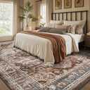 6x9 Area Rugs for Living Room Rug Brown Bedroom Rug Carpet Washable Neutral Vintage Dining Room Rugs for Under Table Soft Comfortable Non Slip