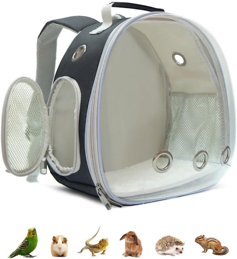 Small Animal Carrier Backpack for Guinea Pig Bird Bunny Cat Kitten Lizard Rabbit Squirrel Beared Dragon Portable Travel Carrier Backpack Space Capsule Bubble Window Carrier (Black)