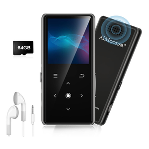 64GB MP3 Player with Bluetooth 5.2, AiMoonsa Music Player with Built-in HD Speaker, FM Radio, Voice Recorder, HiFi Sound, E-Book Function, Earphones Included
