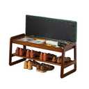 latifolia Solid Wood Bench, Entryway Shoe Bench with Cushion, Flip-Open Storage Compartment, 2-Tier Shoe Organizer(Green,31.50''L)