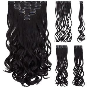 SYXLCYGG Black Hair Extension Synthetic Cheap Clip Hair Extensions 18" Curly 5 Oz Hair Piece Women Fluffy&Not Tangled