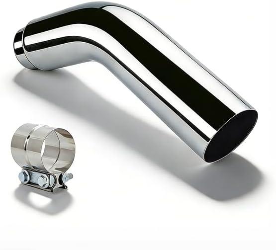 5 to 6 Inch Exhaust Elbow with Clamp - Polished Elbow, 5" ID / 6" OD, Chrome Diesel Exhaust Tip for Pickup Trucks and Cars