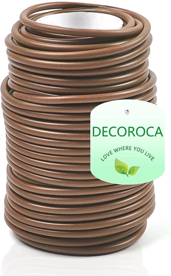 Decoroca Soft Plant Ties for Support - 65.6' Reusable Waterproof Plant Wire, Garden Twist, Office Organization and Decoration Binding1pc/Brown