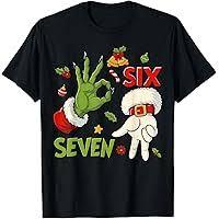 HUGvyn Funny Six Seven Meme Christmas Santa Saying 6 7 Xmas TShirt, size S, Male