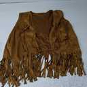 Womens Tassel Fringe Vest Sleeveless Western Cowgirl Vest 70s Costume Tops Hippie Jacket for Halloween, Brown, 2XL