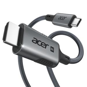 Acer USB C to HDMI 2.1 Cable 6.6FT (8K@60Hz 4K@240Hz) Unidirectional | TypeC to HDMI Braided Cord with 48Gbps, HDR, HDCP2.3, Thunderbolt 3/4/5 Compatible for MacBook, XPS, iPhone 17, iPad, Surface