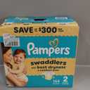 Pampers Swaddlers Diapers, Size 2 (10-22 lbs), 148 Count, Absorbent, Keeps Baby Dry and Comfortable, Skin Safe Disposable Baby Diaper
