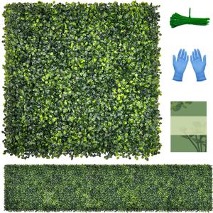 Artificial Grass Wall Panel Backdrop: 20"x20"(12P) UV-Anti Greenery Faux Boxwood Hedge for Indoor Outdoor Green Decor & Backyard Background Decorations Fence Covering Privacy