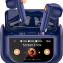 Wireless Earbuds, Bluetooth 5.4 Headphones with Multifunctional Touch Screen, 48H Hi-Fi Stereo Ear Buds with ENC Noise Cancelling Mic/5 EQ Modes Earbuds, IPX7 Earphones for iOS Android Dark Blue